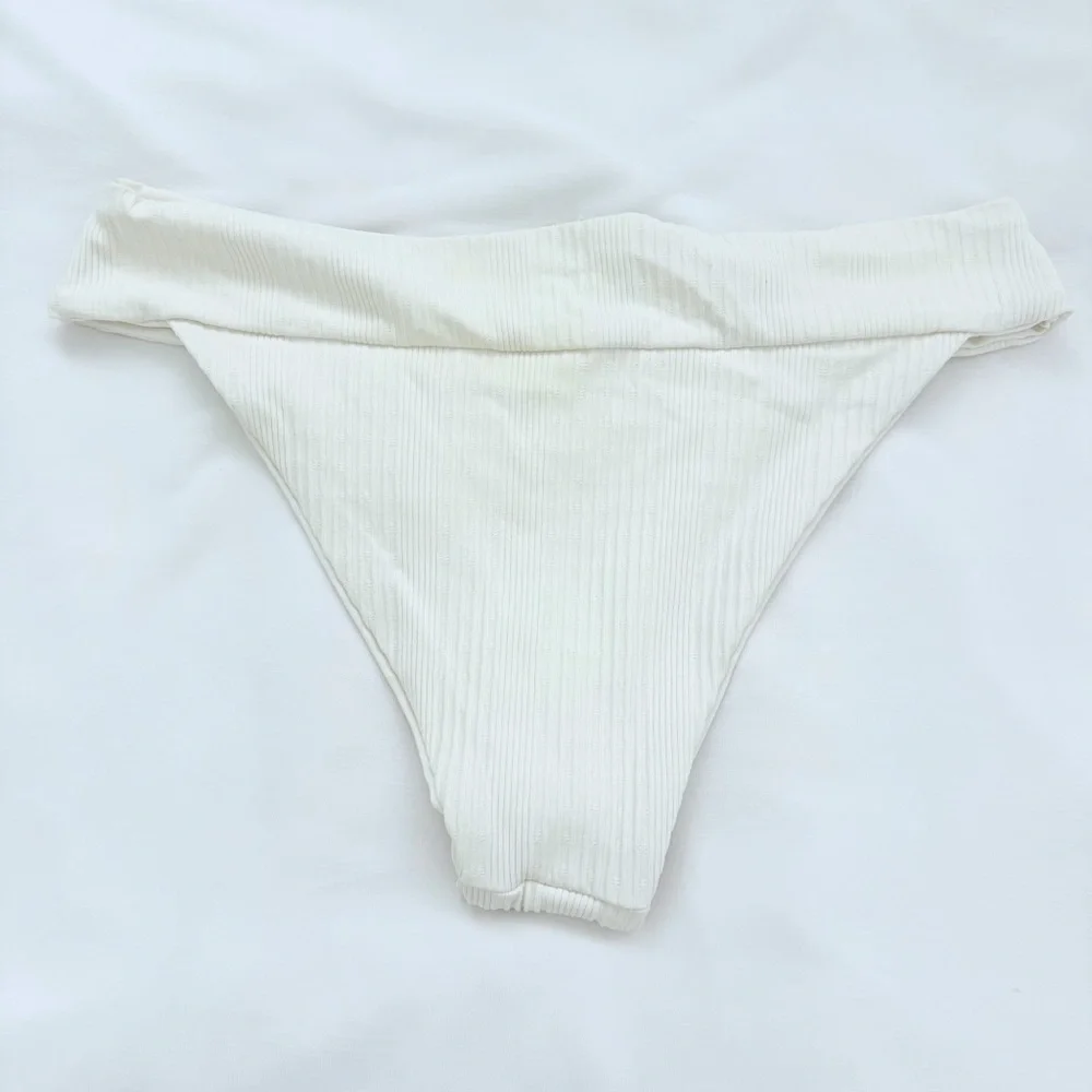 NWOT L*Space white ribbed Veronica bikini bottoms S